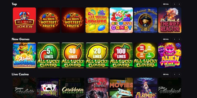 RoosterBet screenshot of slot games